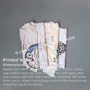 Trapos de Algodón Blancos Impresos de Alta Calidad para Limpieza, Prácticos y Absorbentes, para Mantenimiento Diario, de Felpa Blanca, 50 lb. - Product Image 2