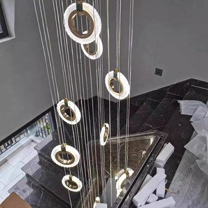 Minimalist Circle Acrylic Chandelier Led <b>Lights</b> Multi Head Long Pendant For Home Ceiling <b>Lighting</b> - Product Image 3