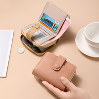 Dompet Koin Pendek Model Ritsleting 2026, Dompet Wanita Fashion Warna Solid Motif Kulit Leci, Dompet Multi-Slot Kartu