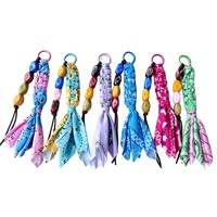 Gantungan Kunci Bandana Kustom Tenun Tangan Berhias Manik-Manik, Cincin Kunci Motif Paisley, Aksesoris Tas, Hadiah Fashion, Grosir