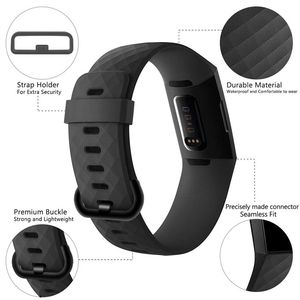 Correas de reloj de repuesto para <span class=keywords><strong>Fitbit</strong></span> <span class=keywords><strong>Charge</strong></span> 3 4, correa de reloj inteligente de silicona con patrón de diamante 3D para <span class=keywords><strong>Fitbit</strong></span> <span class=keywords><strong>Charge</strong></span> 3 4 - Product Image 4