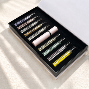 <b>Pink</b> Rigid Cosmetic <b>Box</b> with Embossed Logo and Sponge Liner for Perfume Vials Set - Product Image 6