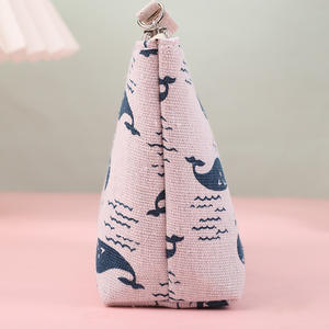 Fermeture éclair toile petit porte-monnaie étudiants adolescent filles sac de maquillage carte-<span class=keywords><strong>clé</strong></span> téléphone portable pochette de rangement personnalisé femmes sac cosmétique - Product Image 4