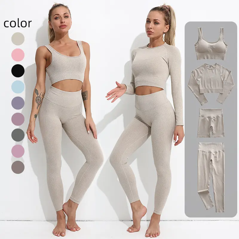 short girl clothing 4 pieces Autumn Winter ropa deportiva mujer yoga women gym fitness sets