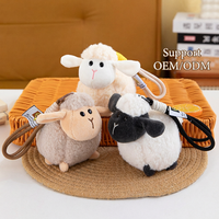 En gros, Porte-clés en peluche mignon, Poupée en peluche douce personnalisée en forme de mouton de dessin animé, Mascotte en peluche, Pendentif de sac pour cadeau de fêtes