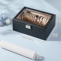 Boîte de rangement pour montres avec couvercle transparent, en cuir PU, pour présentation de montres, bracelets et bijoux