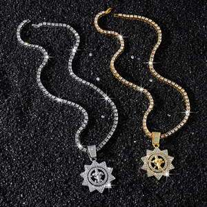 2026 New Popular Design Sunflower <b>Cross</b> Pendant Necklace Light Luxury Hiphop Style Alloy Men's Necklaces Fashionable Jewelry - Product Image 1