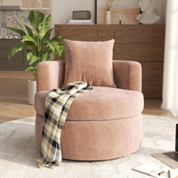 ATUNUS Canapé simple moderne, fauteuil moelleux rond 360 °   Fauteuil pivotant confortable à dossier haut, fauteuil d'appoint individuel pour le salon