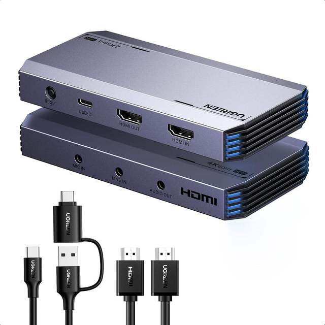 UGREEN 4K60Hz Capture Card Ultra HD HD-MI Video Capture Card 1080P240Hz USB 3.0 Ultra-Low Latency with VRR and HDR