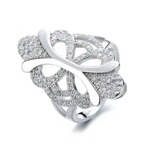 Yaeno Solid Silver 925 Butterfly Design Luxury Rings Big Band Finger Ring for Women