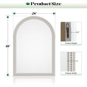 Wiserset Boho Wall <b>Mirror</b> 28x40 Arch Wooden Frame Beaded Rustic Farmhouse Decor For Bedroom Bathroom Entryway - Product Image 3