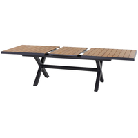 AJUNION Table de luxe à cadre en métal meubles de jardin Table à manger extensible Table de table en bois de teck pieds en forme de X Table à manger d'extérieur