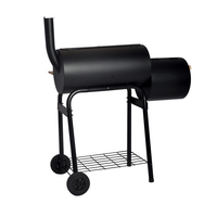 Barbecue au charbon de bois SEJR Black Charcoal Grill avec fumoir décalé et table latérale 113x102x62cm