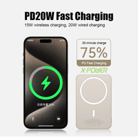 Batterie externe magnétique sans fil personnalisable 10000 mAh à charge rapide, chargeur de téléphone portable portable PD20W en alliage d'aluminium ODM W20-10000