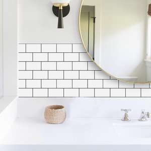 Pegatina Decorativa Rectangular Blanca y Negra para Pared, Adhesiva, de PVC Brillante, Resistente al Agua, para Decoración del Hogar - Product Image 4