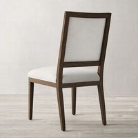 Chaise de salle à manger à dossier haut de conception française, moderne, capitonnée, en tissu blanc, en bois durable, pour restaurant, villa, hôtel, salon, chambre à coucher