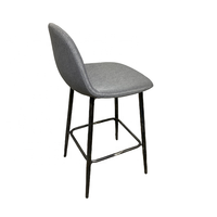 Tabouret de bar moderne en tissu velours gris foncé avec pieds en métal robustes pour la restauration hôtelière