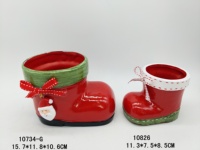 Bottes de Noël rouges en forme de pot de fleurs de Noël en céramique
