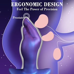 Dildo de Silicona Líquida Realista en Forma de Mano, Tamaño Grande, 100% Impermeable, Ecológico, Portátil, Juguete Anal, Morado-Azul - Product Image 2