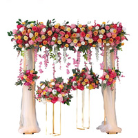 Cadre de mariage toile de fond décor Orange rose Arrangement Floral avec accrocher fleur de cerisier Table pièce maîtresse boule rideau fleur