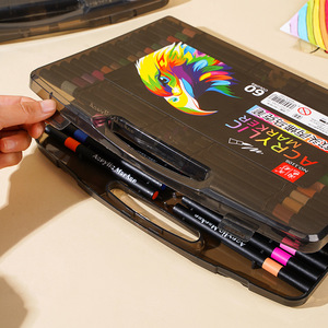 Acrylic Marker 80 Colors Soft Tip Art Supplies For Kids School <b>Drawing</b> Painting Gift Box Packaging - Product Image 4
