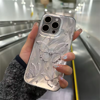 Coque de téléphone PC + TPU Design papillon de luxe pour iPhone 15 14 Pro Max Accessoires de téléphone portable Coque de téléphone portable