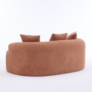 LY-025S Coral Gebogen Loveseat Tweezitsbank van stof L-vormige bank Compact ontwerp Geen montage 65 inch L 300 lbs capaciteit 3 kussens - Product Image 4