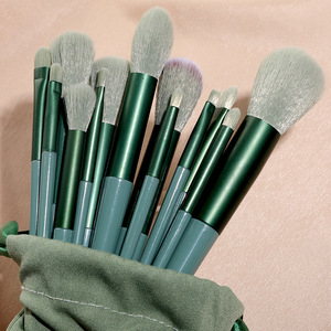 13-Piece Green Makeup <b>Brush</b> Set Synthetic Bristle Portable Blush Eyeshadow Complete Tool Set - Product Image 1