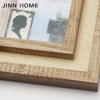 Jinnhome-marco de fotos pequeño de madera, 5x7 pulgadas, ratán, para pared del hogar o Decoración de mesa