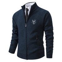 Cardigan en tricot pour homme, coupe ajustée, col à revers, épais et chaud, vente en gros