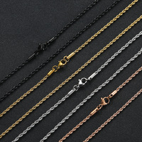 Usine Stock En Gros Or Argent Noir Rose Or Couleur Hip Hop 2mm 3mm 4mm 5mm 6mm Largeur En Acier Inoxydable Corde Chaîne Collier