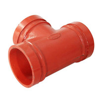 Raccord en T à rainures en fonte ductile de haute qualité, rouge et bleu, 1 pièce, basse pression, peint