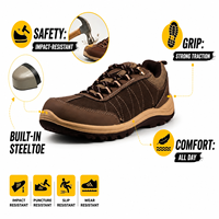 Chaussures de sécurité unisexes AOXIANG à coupe basse, lacées, avec embout en acier, confortables, en daim et maille, pour l'hiver, le printemps et l'été, usage industriel