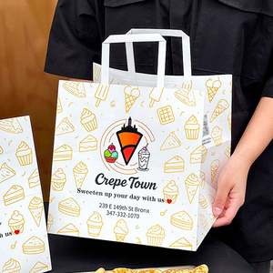 Bolsa de Papel Kraft de 120 g/m² con Asa y Logotipo Personalizado para Helados, Tiendas de Comida, Zapatos, Ropa, Comida para Llevar, Uso en Supermercados, Impresión Serigráfica - Product Image 5