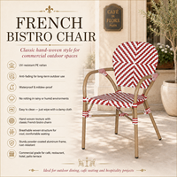 Chaise de bistrot française moderne en rotin PE tressé, chaise de salle à manger d'extérieur, structure en alliage d'aluminium, mobilier de restaurant et de café