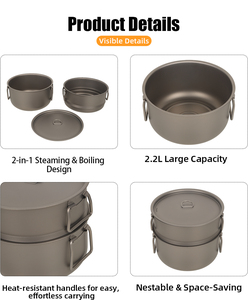 Ustensiles de cuisine de camping en titane résistants à la corrosion, <span class=keywords><strong>sans</strong></span> odeur, pour feux directs, série A, pour activités de plein air - Product Image 4