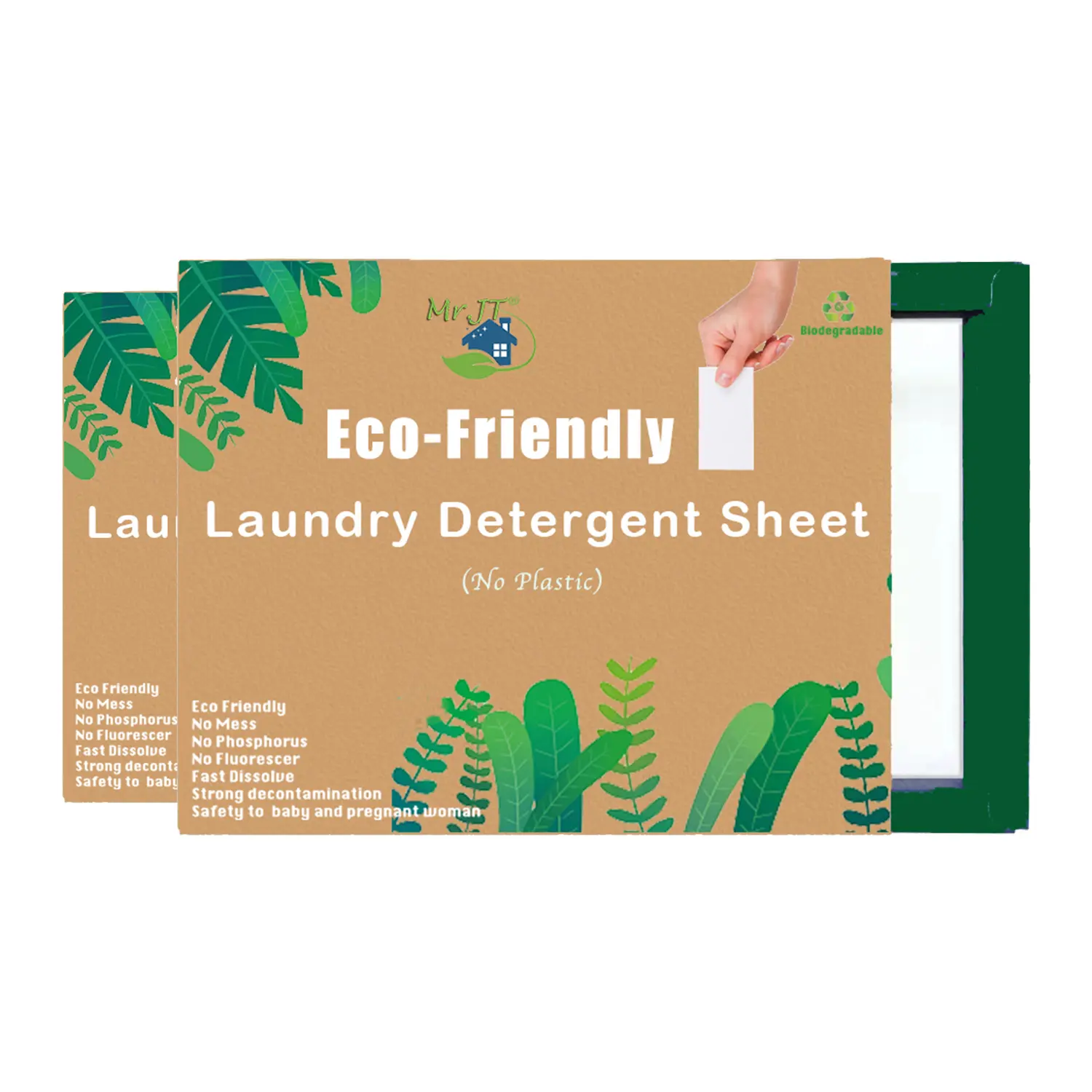 Detergente de descontaminación ecológico Biodegradable, tiras de detergente para ropa, hoja de lavandería fácil de usar