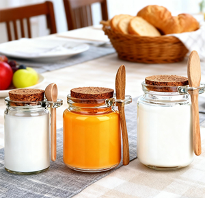 Usine En Gros Portable Pudding Bouteilles Transparent Miel Bouteilles En <span class=keywords><strong>Verre</strong></span> Résistant À La Chaleur Bouteilles De Yaourt Cuisine Assaisonnement Bocaux - Product Image 5