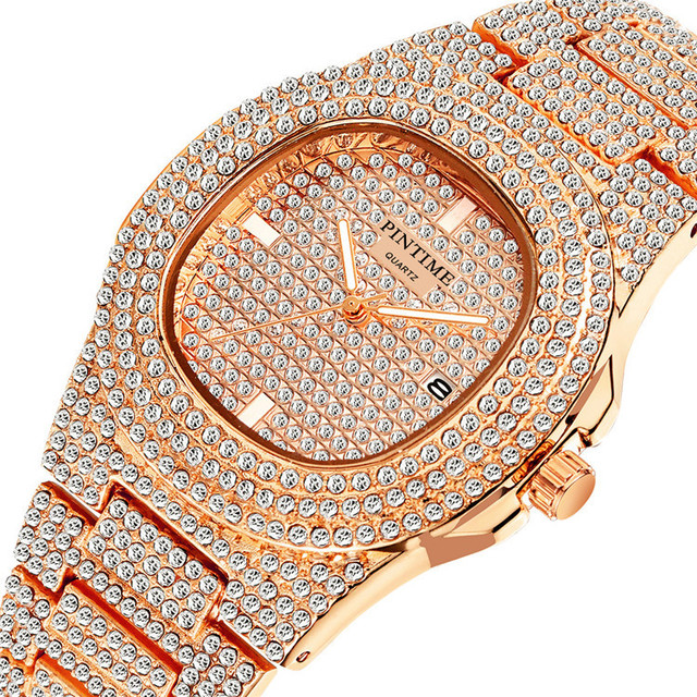 Watch for Men Diamond Starry Fashion Luxury Calendar Men's Quartz Watch PINTIME 10