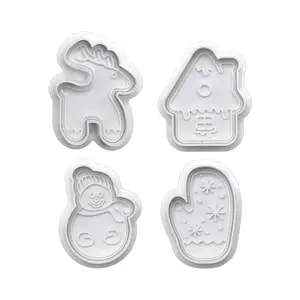 Christmas Snowman House Elk Gloves 3D Modeling Baking tools Cake fonder tools Clay toy plastic cookie cutter