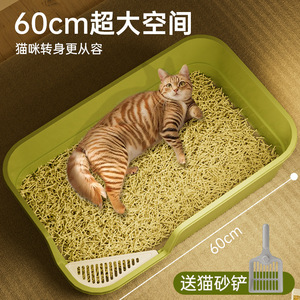 Extra <b>Large</b> Semi Enclosed Cat Litter <b>Box</b> PP Material Odor Control Anti Splash Rectangle Shape For Cats - Product Image 4