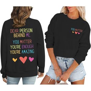 เสื้อสเวตเชิ้ตผู้หญิงลายกราฟิกสร้างแรงบันดาลใจ ผ้าฝ้ายระบายอากาศดี แขนยาว มีฮู้ด สำหรับผู้หญิง - Product Image 1