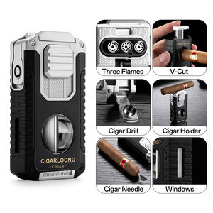 5-in-1 V형 시가 커터 3-파이어 다이렉트 시가 라이터 풍선 시가 홀더 다기능 라이터 - Product Image 2