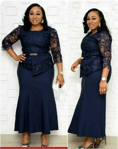 Turkey African Stretch Material Long Lace Casual Dress With <b>Belt</b> - Product Image 2