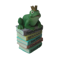 Statue de grenouille en résine polyrésine, 1 pièce, Statue de princesse, assise sur les livres, décoration de table