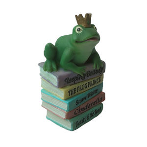 Statue de grenouille en résine polyrésine, 1 pièce, Statue de princesse, assise sur les livres, décoration de table - Product Image 2