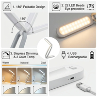 Lampe de lecture LED pliable et rechargeable en gros, intensité réglable en continu, protection oculaire, idéale pour bureau d'étudiant et chambre à coucher