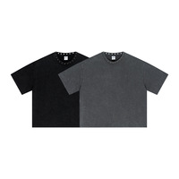 T-shirt Homme Haut de Gamme Délavé Coupe Boxy Vintage Coton Lourd 285G Respirant Détail Clouté Col Rond Ample Manches Courtes