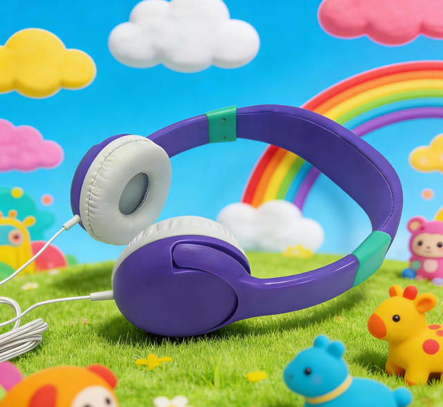Kids Wired Headphones Colorful Over-Ear Headset with 85dB Volume Limit Safe Audio for Children School/Travel/Online Learning