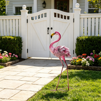 Statue de flamant rose en métal exquise, figurine décorative pour jardin, paysage, terrasse